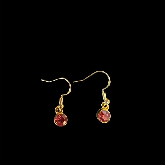 Faux Light Pink Gemstone Wire hook Earrings in Gold Tone - Picture 2 of 3